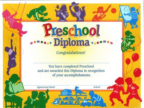 Printable Editable Preschool Graduation Certificate Template Free